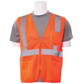 S363P ANSI Class 2 Economy Hi-Viz Orange Mesh Vest w/ Pockets (X-Small)